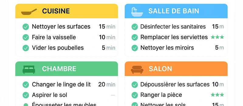 Checklist ménage hôtelier Airbnb par zones standards qualité professionnelle