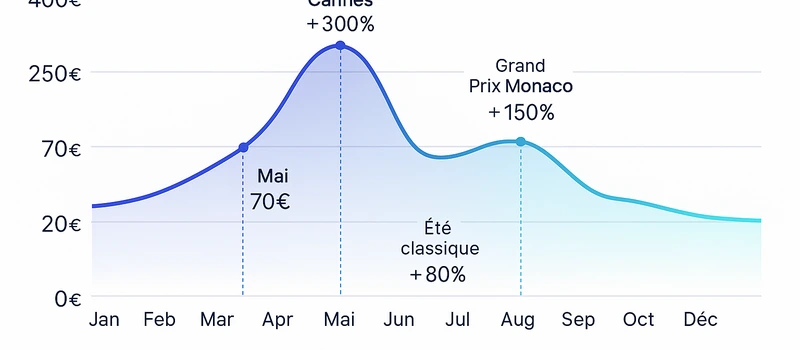 Courbe saisonnalité pricing dynamique Côte d'Azur revenus optimisés